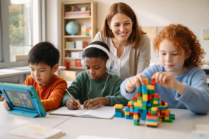 Studenti utilizzano diversi stili di apprendimento (visivo, uditivo, cinestesico) in una classe inclusiva grazie all'applicazione della PNL a scuola - Ellemmecoaching